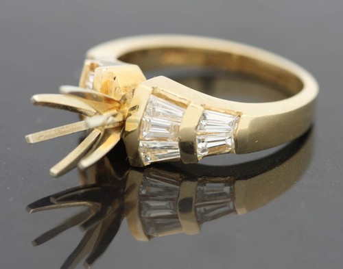 14K Gelbgold Halbfassung 1,00ct F Farbe SI1 Reinheit Diamant Verlobungsring - Bild 3 von 3