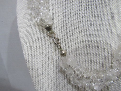 Artisan Necklace Rock Crystal Quartz 925 Nugget Stones Double Strand 18" (E) - Picture 5 of 8