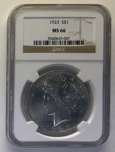 1923 1924 1925 NGC 66 3 Coin Peace Dollar Set - Lustrous & Beautiful - Picture 2 of 5