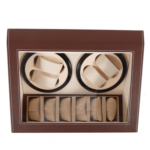 4+6 Automatic Rotation Watch Winder Display Case Wooden Storage Box 4-7 Watches - Picture 10 of 36