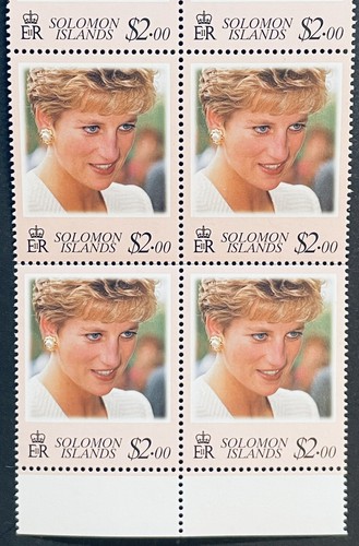 FOLLETO DE 2 TIRAS ESTAMPILLAS DE LAS ISLAS SALOMÓN DIANA PRINCESA DE WALES SIN MONTAR O NUNCA MONTADA 1998 - Imagen 4 de 6