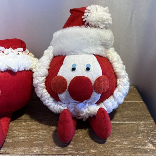 Vintage Weihnachten Plüsch Handarbeit Weihnachtsmann Frau Claus 70er EUC EICHE Unikat - Bild 3 von 14