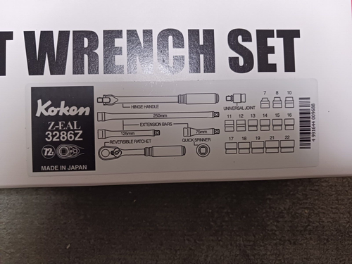 Koken 3286Z 3/8" (9.5mm) Z-EAL Socket Wrench Set of 21 Tools w/Black Metal Case - Picture 4 of 7