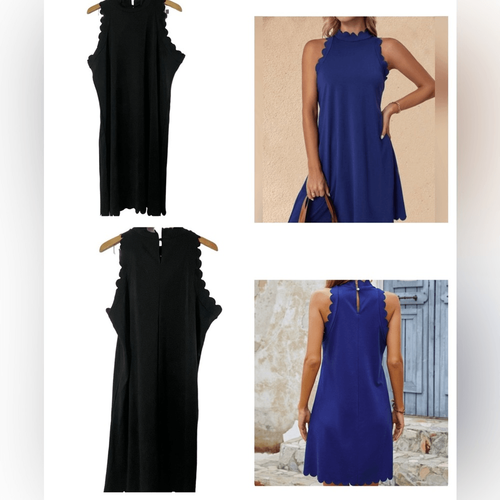 La Mode Scallop Black Mini Sleeveless Dress Size XXL NWT - Picture 1 of 16