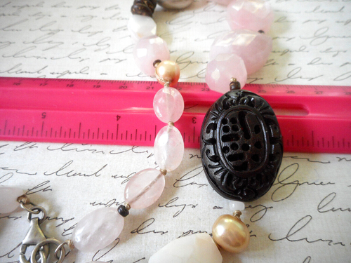 Sterling Silpada Carved Palm Wood Rose Quartz Necklace   N1819  4187D - Picture 10 of 10