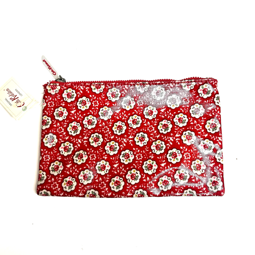 Cath Kidston Make Up Bag Red Floral Zip Up 100% Cotton PVC Coating - Picture 2 of 4
