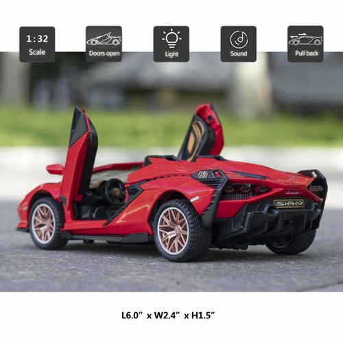 1:32 Lamborghini Sian FKP 37 Model Car Diecast Toy Cars for Boys Kids Gifts Red - Picture 2 of 8