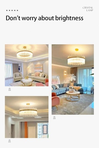 Modern Led Crystal Chandeliers Round Luxury Gold Crystal Hanging Lights - Picture 24 of 26