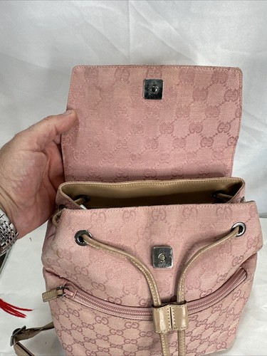 Gucci Mini Rucksack Tasche GG Canvas Leder Rosa Original mit COA Must Read - Bild 15 von 24