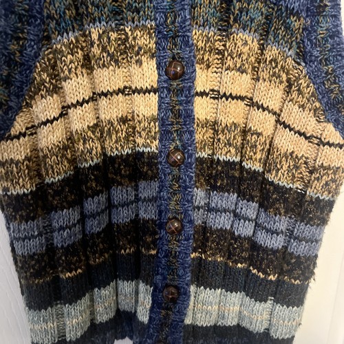 Vintage St Johns Bay Women’s L Chunky Knit Button Sweater Vest Blue - Picture 2 of 5