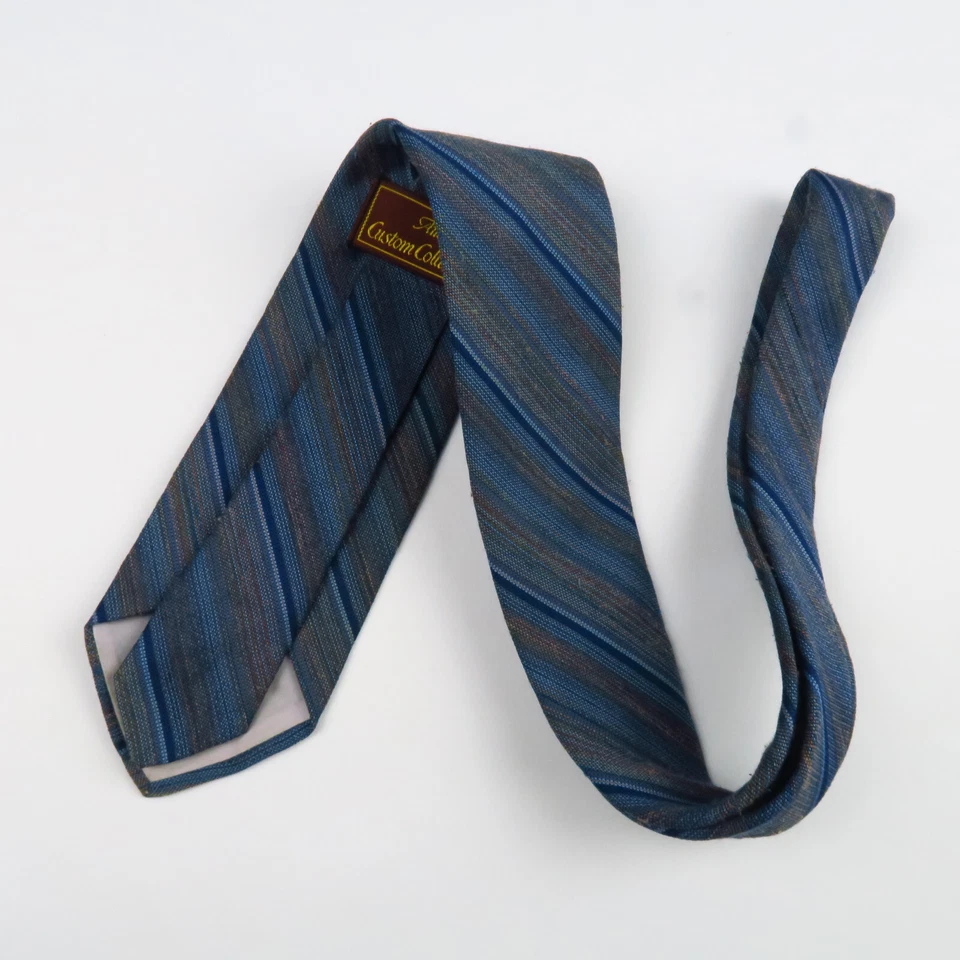 Corbata de cuello Andhurst Custom Collection para hombre azul naranja tejida a rayas 57 x 3 Foto 4 de 4