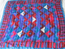 Holt Renfrew Silk Scarf Abstract Native American Indian Motif Italy Red Blue