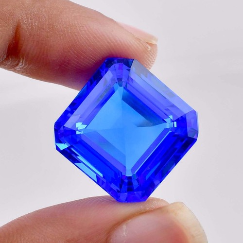 14.20 Ct Flawless 13 x 13 mm Natural Blue Tanzanite Loose Gemstone GIT Certified - Foto 1 di 6