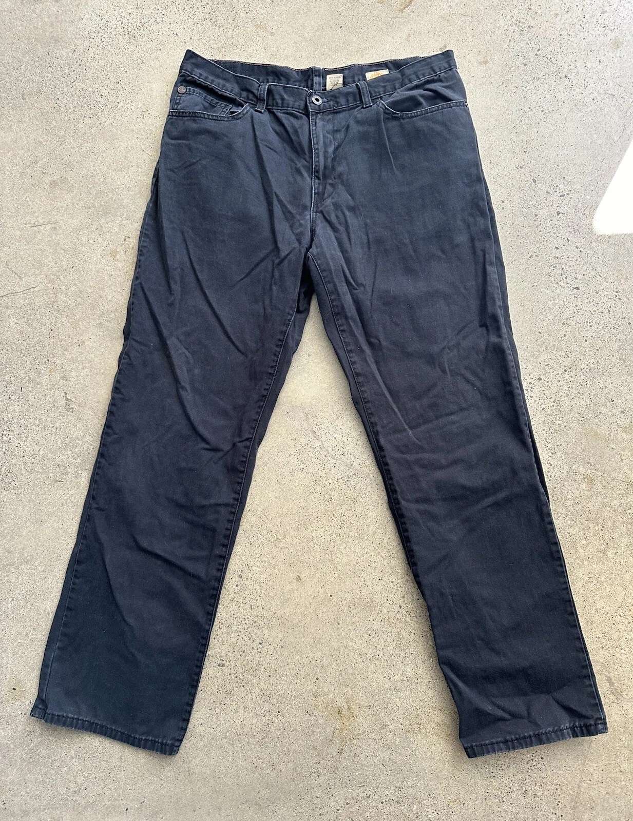 Chino vintage Timberland nero cotone piatto davanti misura 34 x 32