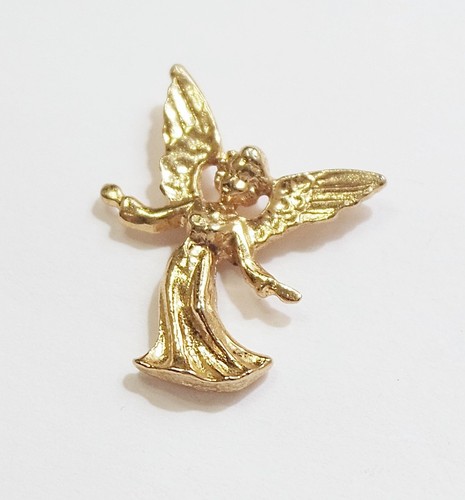 3/4" by 1" Flying Hovering ANGEL Outstretched Arms Brooch Pin Lapel Pin GoldTone - Picture 3 of 5