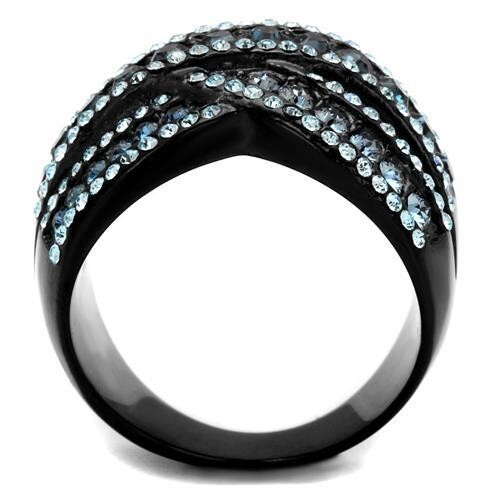 Black band sapphire blue cocktail stainless steel stamped sparkling - Picture 6 of 7