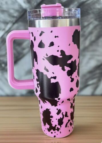 Western Cow Print 40 Oz Stainless Steel Tumbler New In Box - Picture 2 of 5