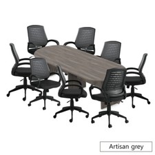 GOF 10FT Racetrack Conference Table with 8 Ergonomic Office Chairs, Artisan Gray