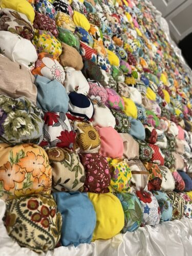 Vintage 70’s Puff Biscuit Patchwork Crazy Quilt Bubble Full/Double with Shams - Bild 3 von 12