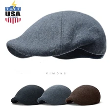 Wool Newsboy Gatsby Cap Ivy Hat Golf Mens Flat Cabbie Stripe X24