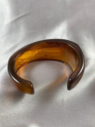 Lucite Open Cuff Bracelet Brown Monet Irregular Shape Vintage Mid Century Modern - Picture 6 of 7