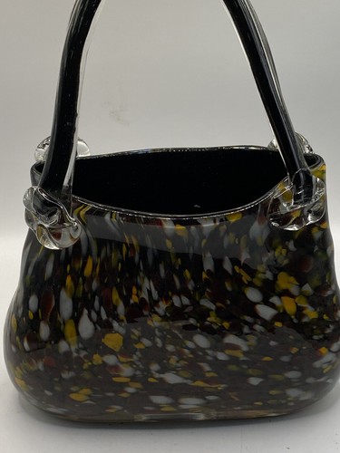 Brown Crystal Purse Vase or storage "Amber" by Block Crystal lead free. - Picture 5 of 6