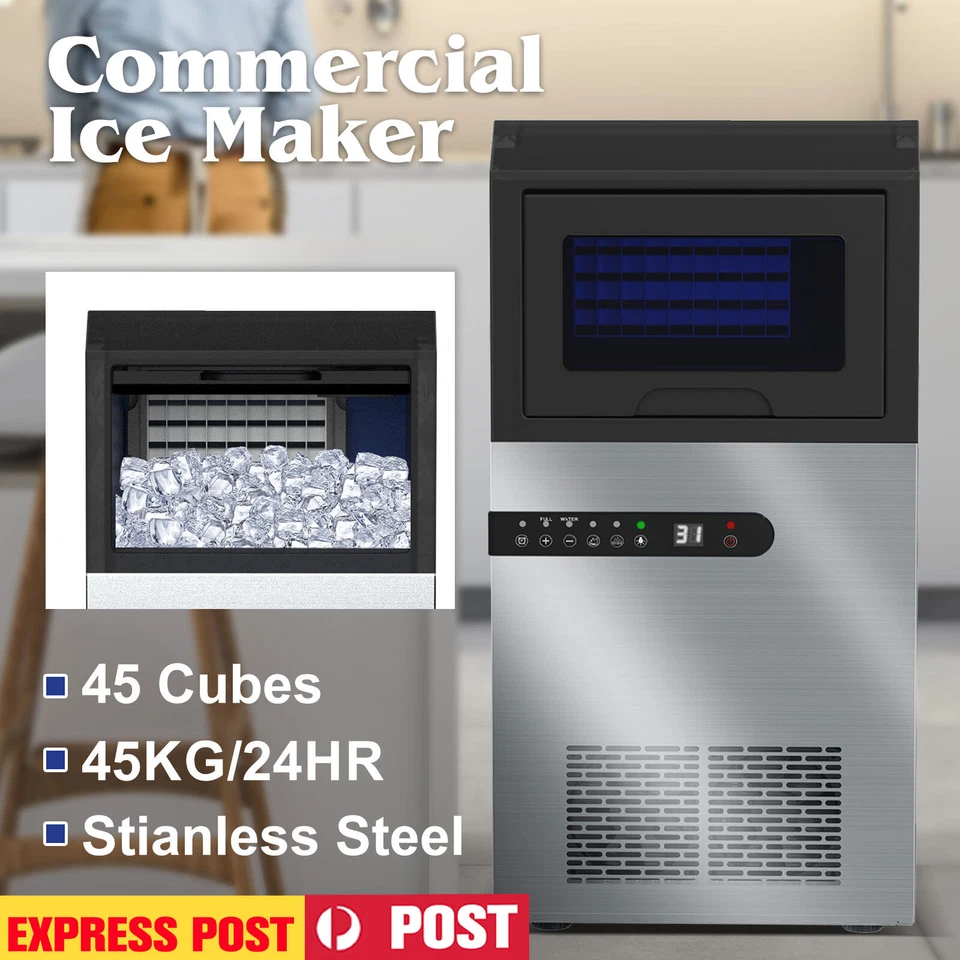 Commercial Ice Maker Machine Portable Ice Cube Tray Stainless Steel 45KG/24HR - image 3 of 4