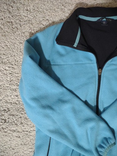 Lands’ End Women’s XS/P Light Blue Winter Coat Zip-Up Pockets Navy Lining - Picture 4 of 13