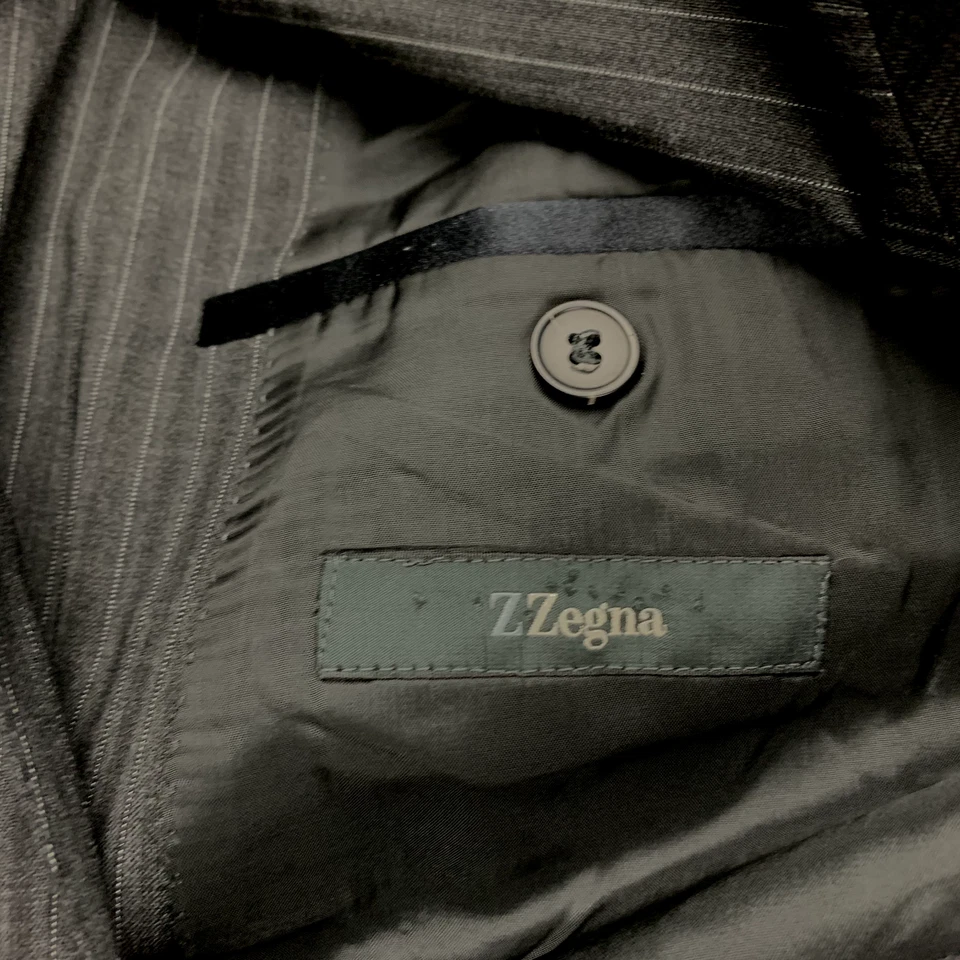 Blazer Z Zegna para Hombres 48R Negro Chaqueta con Botones de Lana a Rayas Foto 2 de 4