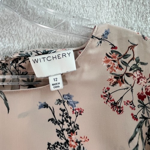 Witchery Women's Blouse Size 12 Floral Long Sleeve Salmon Pink Soft Work Romance - Picture 5 of 19