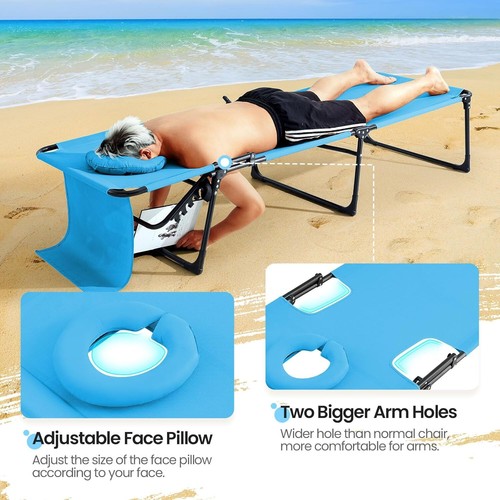 KING BIRD Chaise Lounge Chair with Face-Down Hole & Arm Hole, 400lbs Support - Picture 19 of 58