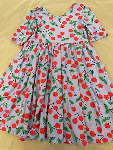 Hanna Andersson Girls Twirl Skater Cherries Dress 150 Girls - Picture 2 of 5