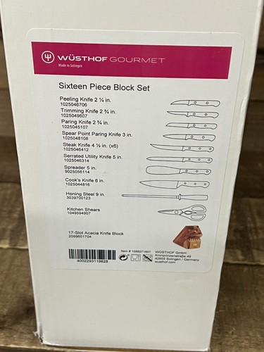 ⚡️ WÜSTHOF Gourmet 16 Pcs Stainless Steel Knife Block Set w/ Acacia Block NEW ⚡️ - Picture 2 of 3
