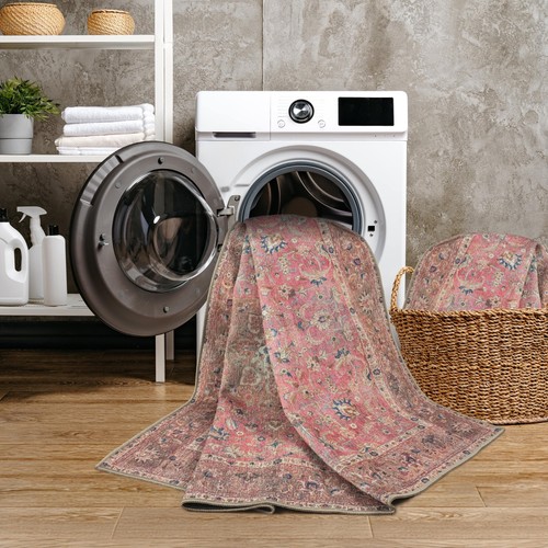 GLN Rugs Camelot - Machine Washable Area Rug - Turkish Pink/Coral Home Rugs - Picture 59 of 77