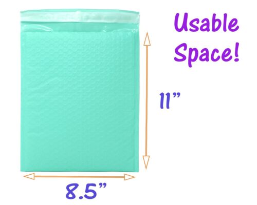 Cyan Mint! 8.5x12, 6x9, & 4x8 Colored Poly Bubble Mailers, Air Padded Envelopes! - Picture 17 of 48