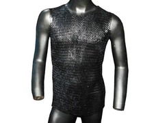 Black Finish Butted Custom Medieval Armor Chainmail Sleeveless Shirt 10 mm Rings