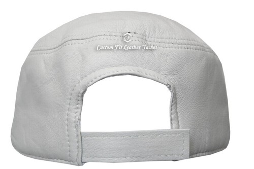 New Gatsby Unisex White Castro Cap High Quality Real Genuine Leather Beret Hat - Picture 2 of 3