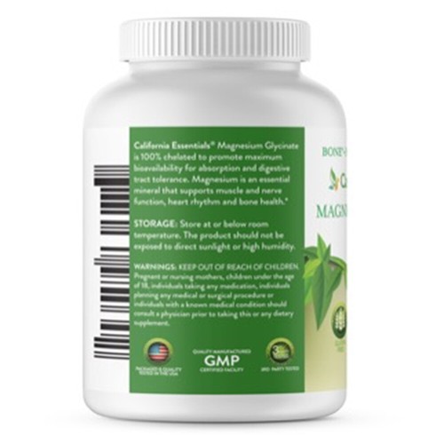 California Essentials Magnesium Glycinate 200mg - 240 Tablets - Picture 2 of 3