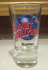 Tall Shot Glass PLANET HOLLYWOOD DALLAS Flared Shooter 3-5/8" Heavy Base Jigger