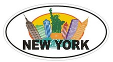 New York Oval Bumper Sticker Or Helmet Sticker D1177