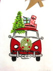 Merry Christmas  Set of 2 Hippie Bus Printed Dish Kitchen Towels Red White