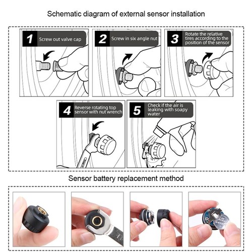 4 External Sensor Car TPMS Tire Pressure Temp Monitor System LCD Digital Display - Picture 12 of 13