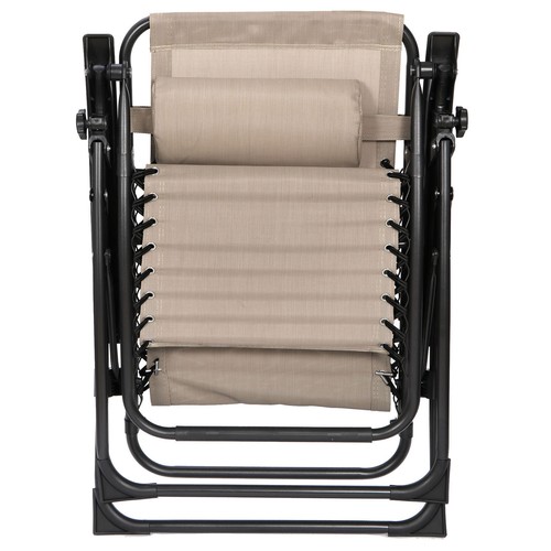 2PC Zero Gravity Reclining Lounge Chairs Folding Patio Garden Beach Deck Tray - Picture 6 of 12
