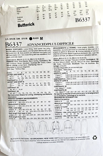 Butterick B6337 Edwardian Notch Long Jacket & Skirt Costume Pattern E5 14 - 22 - Picture 7 of 11