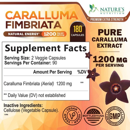 100% Pure Caralluma Fimbriata 1200mg Highest Potency Natural Weight Loss Diet - Picture 25 of 31