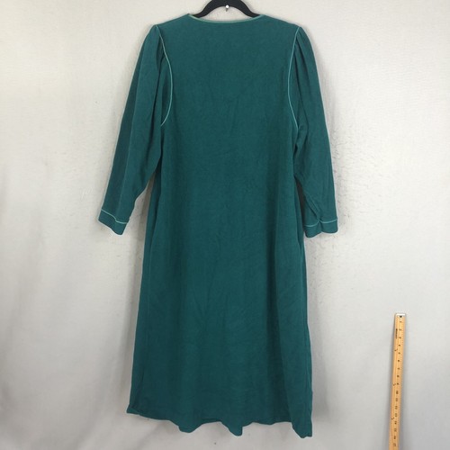 Vintage Vanity Fair Robe Womens Small Green Velour Embroidery Flowers Granny - Picture 2 of 20