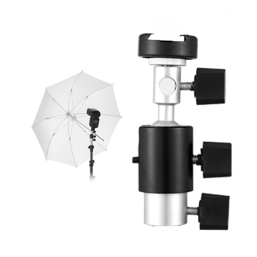 Blitzhalterung drehbar Kugelkopf Regenschirmhalterung Halter Stativ Lichtständer Adapter - Bild 2 von 12