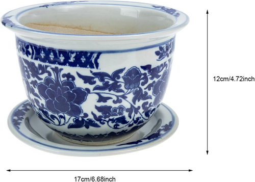Ceramic Planter Blue and White Porcelain Flower Pots Chinese Bonsai Pot Bohemi - Picture 4 of 10