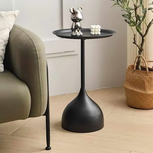 Modern Round Side Table Pedestal Coffee Table Sofa End Metal Tray Bedside Table - Picture 7 of 15
