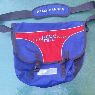 Vintage 90s Helly Hansen Messenger Bag Crossbody Single Strap Blue Red Logo